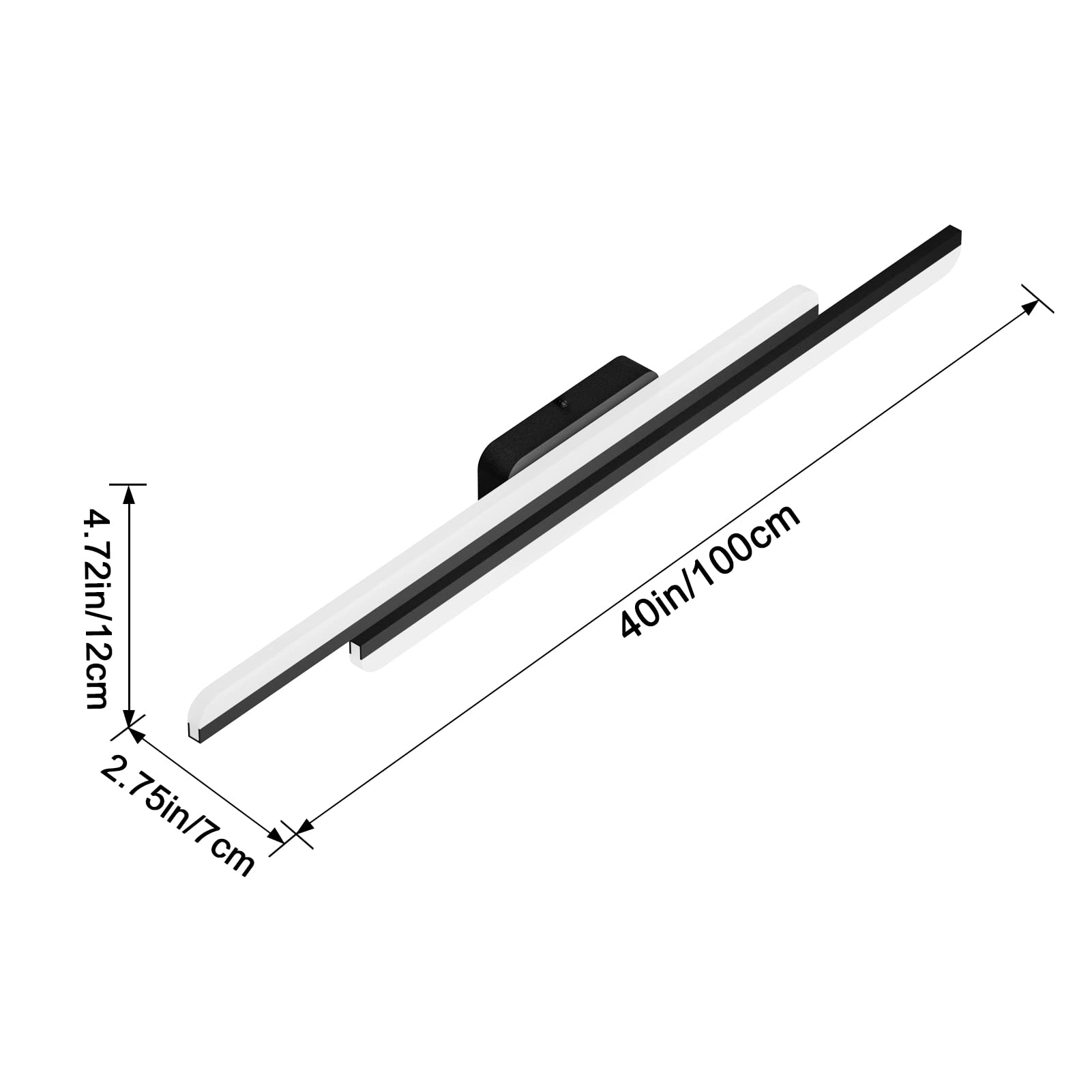 4.72in/12cm  
2.75in/7cm  
40in/100cm