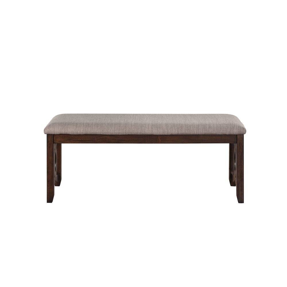 Left. FurniFact - Brown Cherry Solid Wood 46 Inch Upholstered Bench For Dining Room - Cherry.