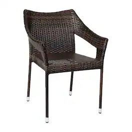 Emma + Oliver - Embry All-Weather Indoor/Outdoor Stacking Patio Dining Chair with Steel Frame and Weather Resistant PE Rattan - Espresso