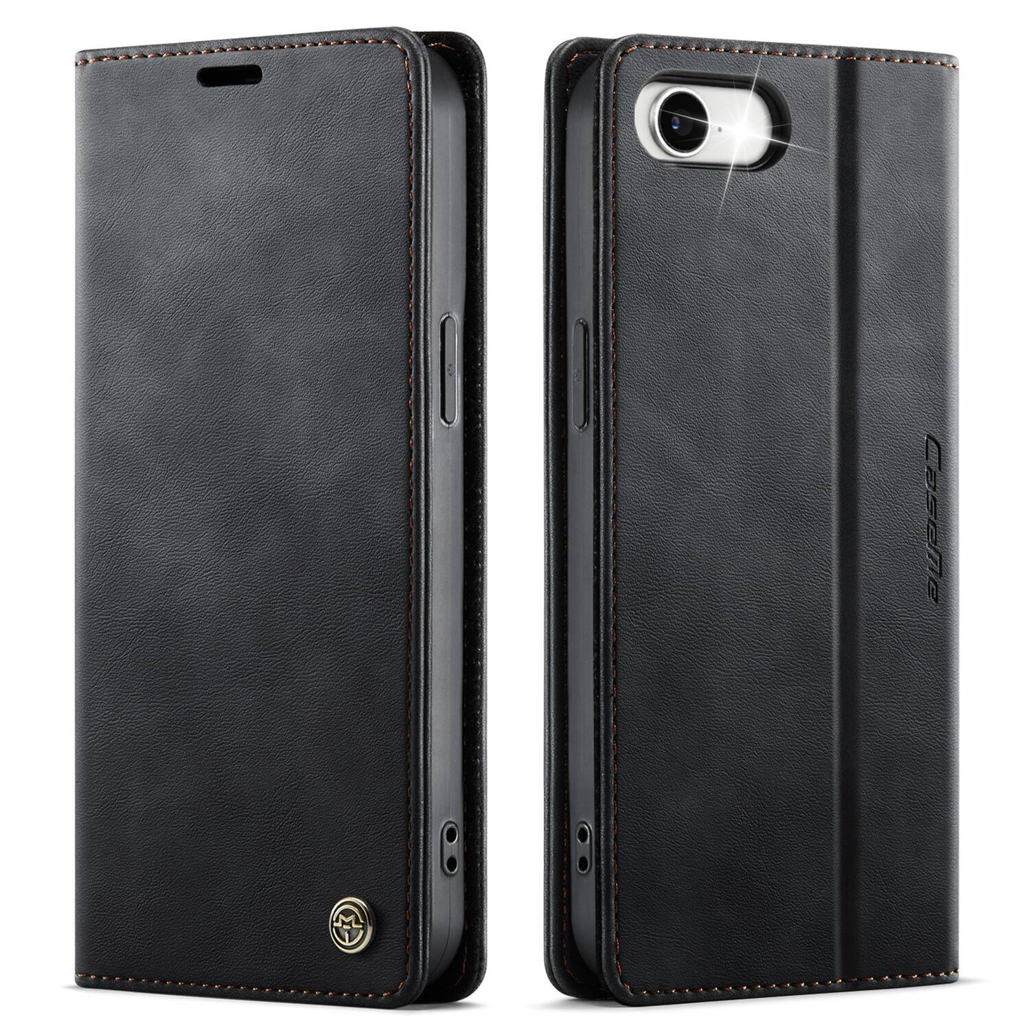 Front. Dteck - For Apple iPhone 17e/16e Wallet Case, Premium Vegan PU Leather Flip Kickstand Card Slots Full Protection Cover - Black.