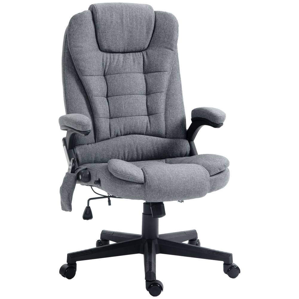 Alt View 7. Loheer - Loheer Massage Office Chair with Heat Gray Linen Reclining High Back 6 Point Vibrating Desk Chair - Gray.