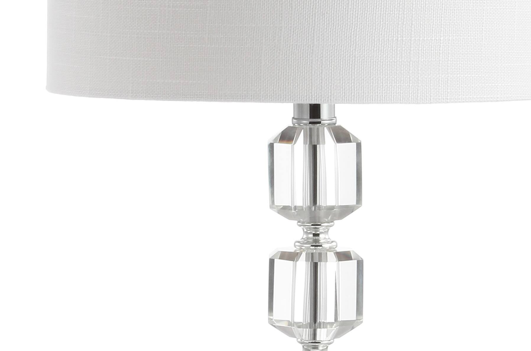 Alt View 4. Jonathan Y - Cary 27.5" Modern Stacked Crystal/Metal LED Table Lamp, Chrome/Clear - Chrome/Clear.