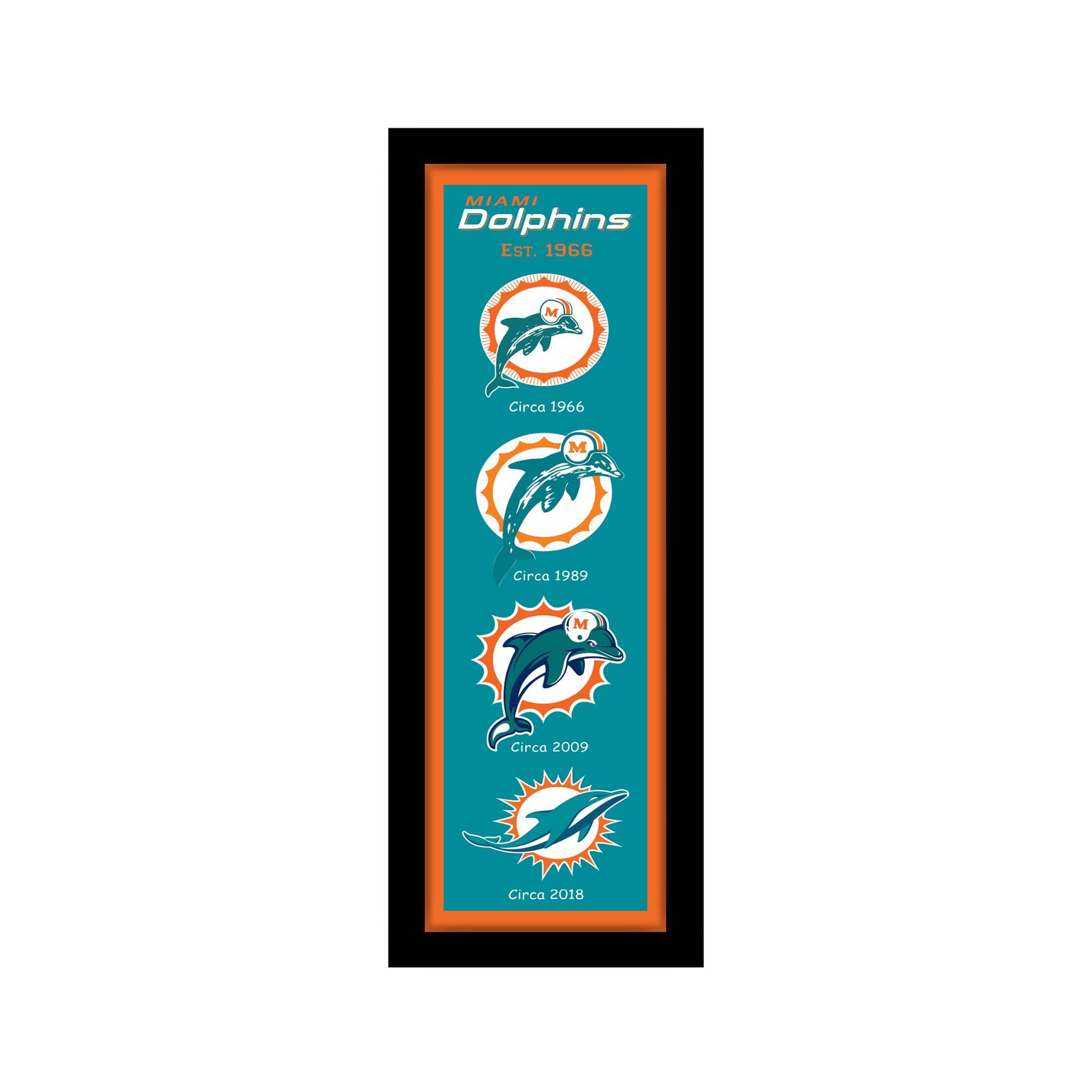 Miami Dolphins 8" x 26" Team Logo Heritage Framed Wall Art