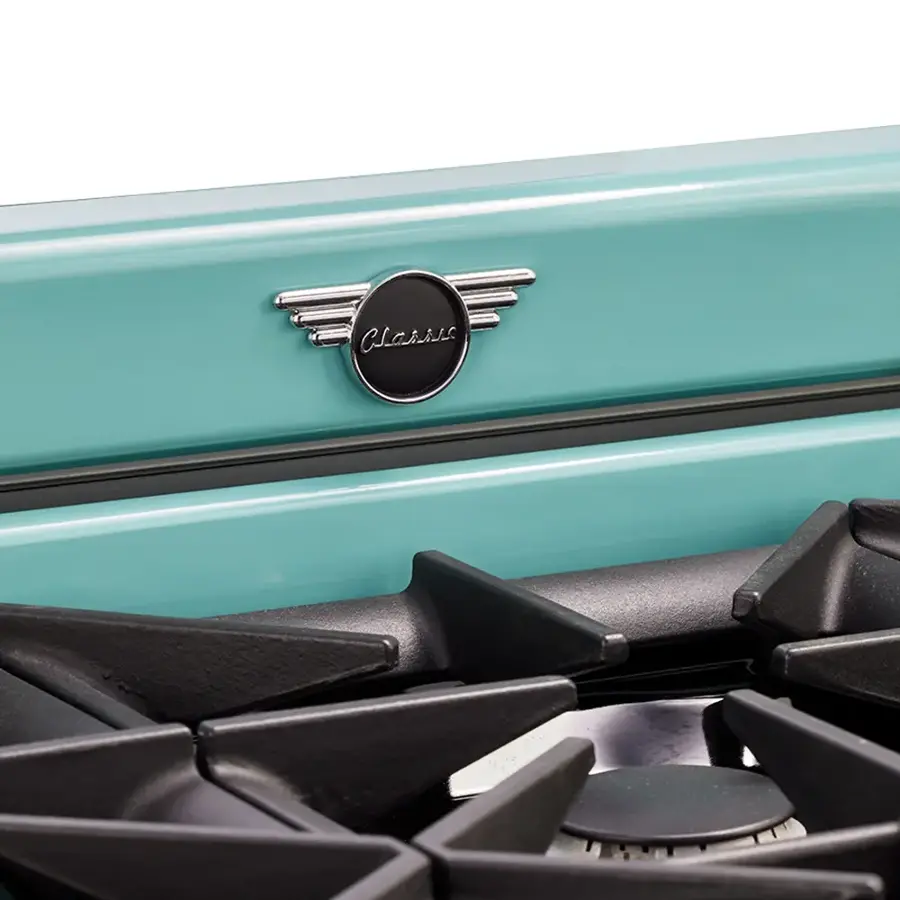 Alt View 23. Unique Appliances - Classic Retro 5.2 Cu. Ft. Freestanding Gas Convection Range - Ocean Mist Turquoise.