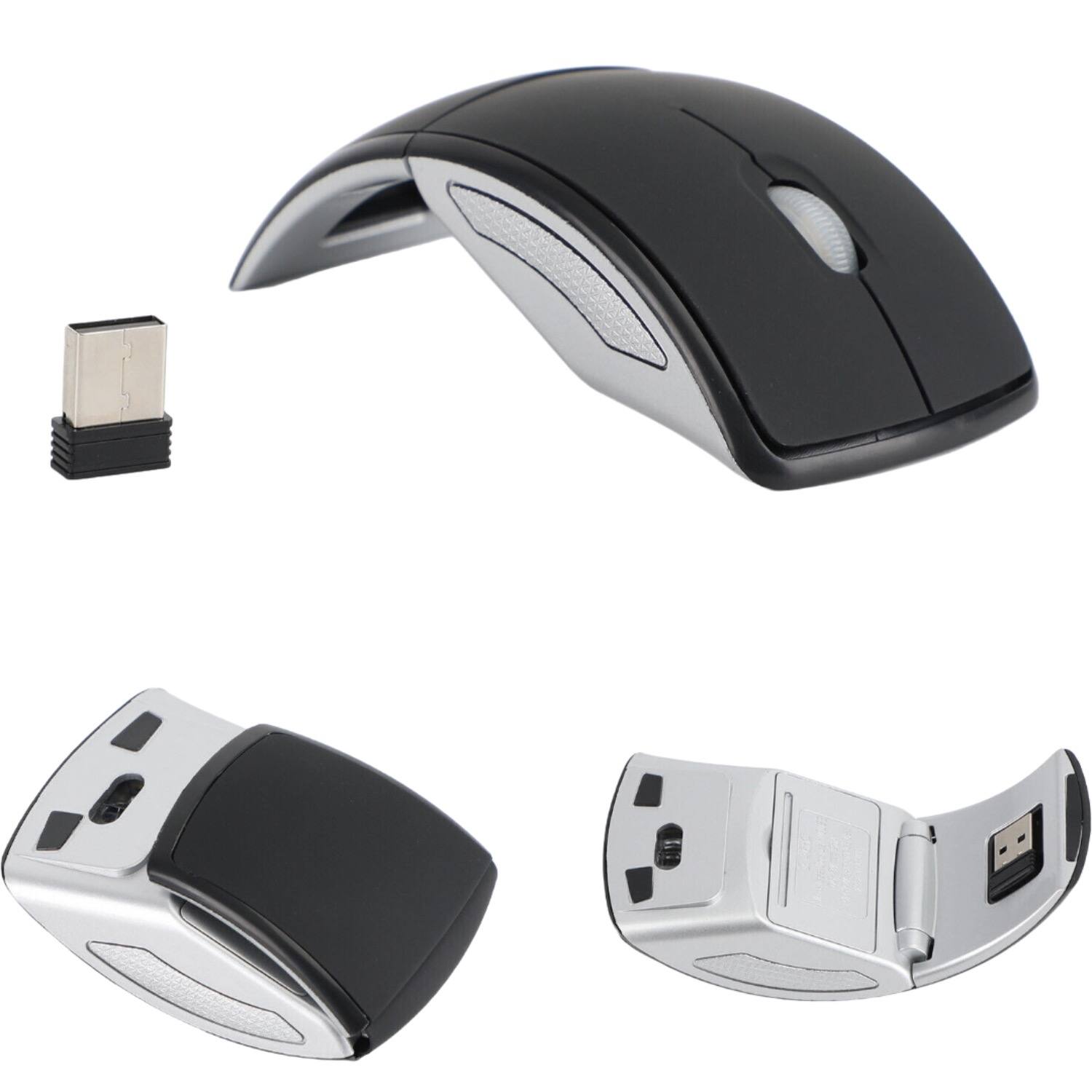 Back. Sanoxy - Sanoxy Wireless Foldable Arc Optical Mouse with USB Receiver (Black) - Black.