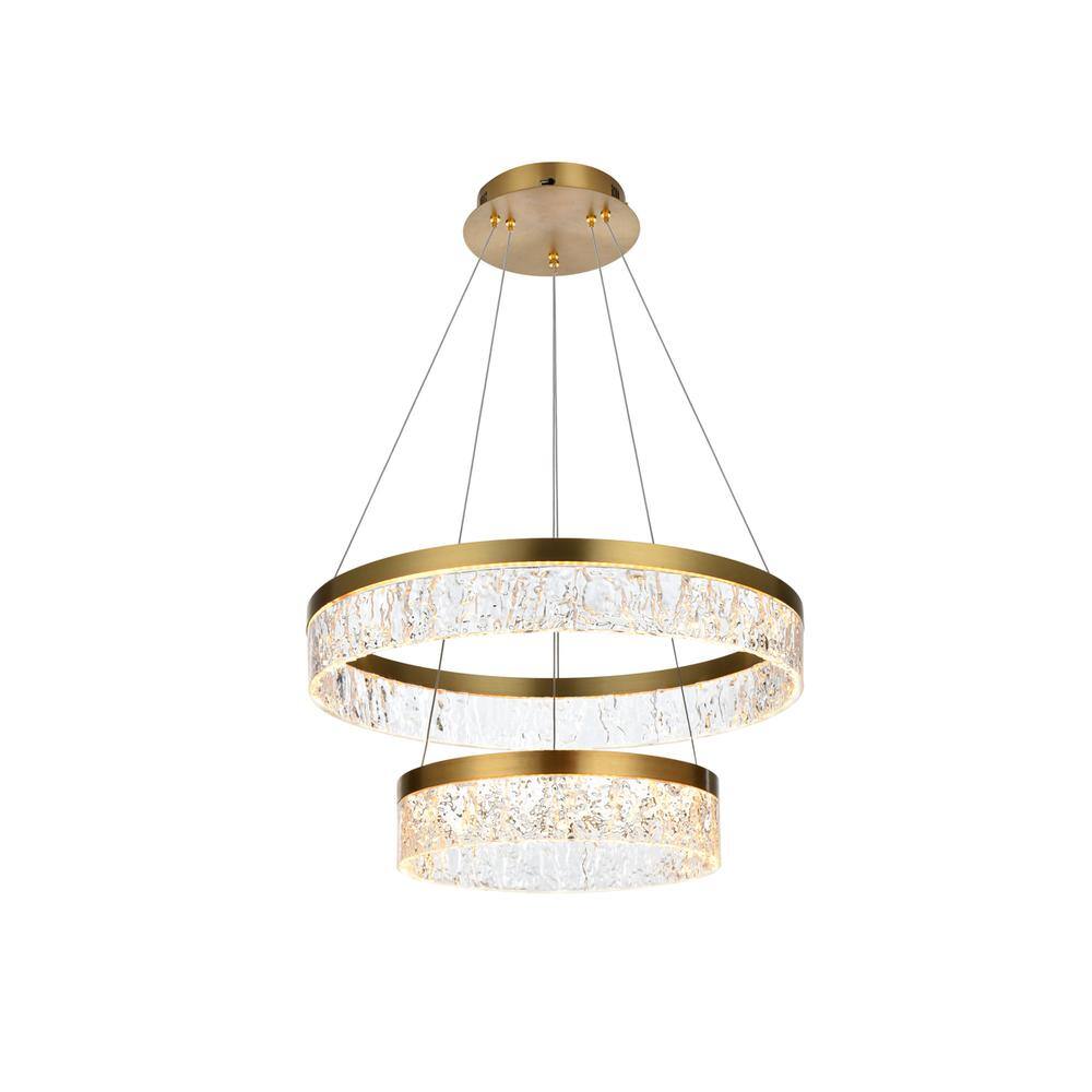 Alt View 2. Elegant Lighting - Linden 22 inch Adjustable LED chandelier in Satin Gold - Satin Gold.