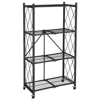 Front. Origami - Origami 4 Tier Folding Shelf Garage Shelves Heavy Duty Shelving with Wheels - Black.
