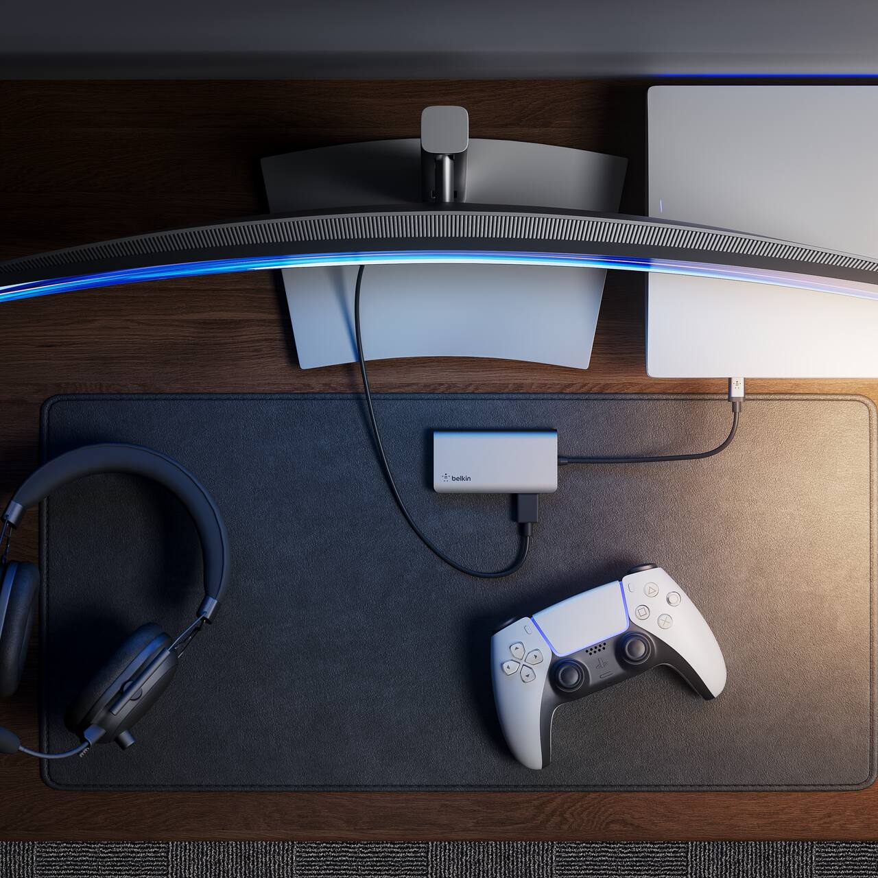 Alt View 3. Belkin - USB-C Hub 4-in-1 Multi-Port Laptop Dock with 4K HDMI, Adapter with 100W Power Delivery - for Mac, PC, and More - Gray.