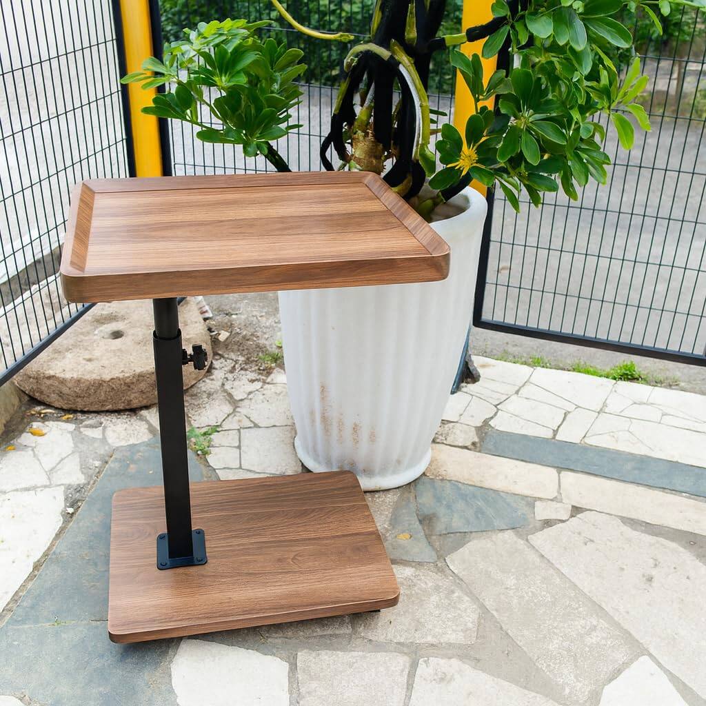 Alt View 5. Fabibe - Adjustable Height C Shaped Side Table With Wheels Rolling Sofa Couch End 360° Swivel Laptop Desk Tv Tray - Default.