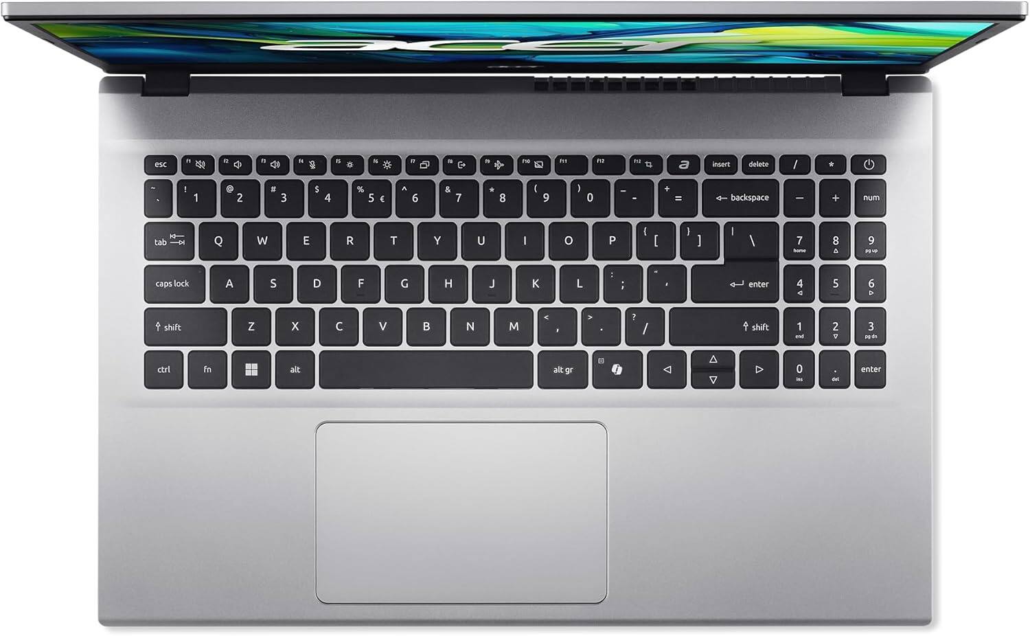 esc F1 F2 F3 F4 F5 F6 F7 F8 F9 F10 F11 F12
1 2 3 4 5 6 7 8 9 0 - = backspace
tab Q W E R T Y U I O P [ ] \
caps lock A S D F G H J K L : ; enter
shift Z X C V B N M , . / shift
ctrl fn Windows alt alt gr