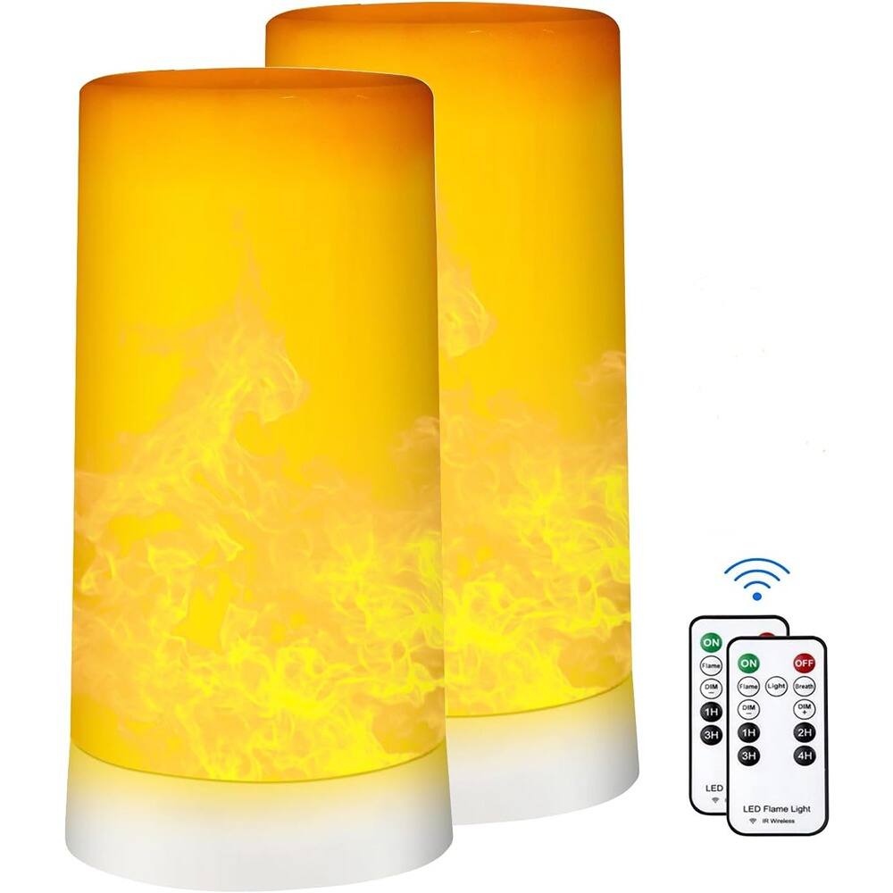 MOSZAR LLC - LED Flame Effect Light, 4 Modes, USB Rechargeable, Remote & Timer, 2-Pack, Indoor/Outdoor Lantern