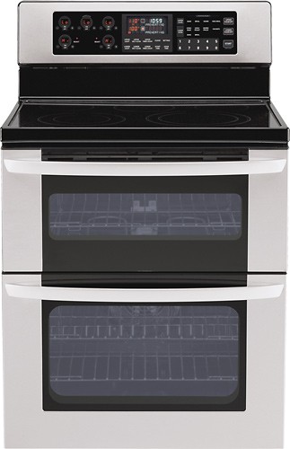  LG - 30&quot; Self-Cleaning Freestanding Double Oven Electric Convection Range - Stainless-Steel