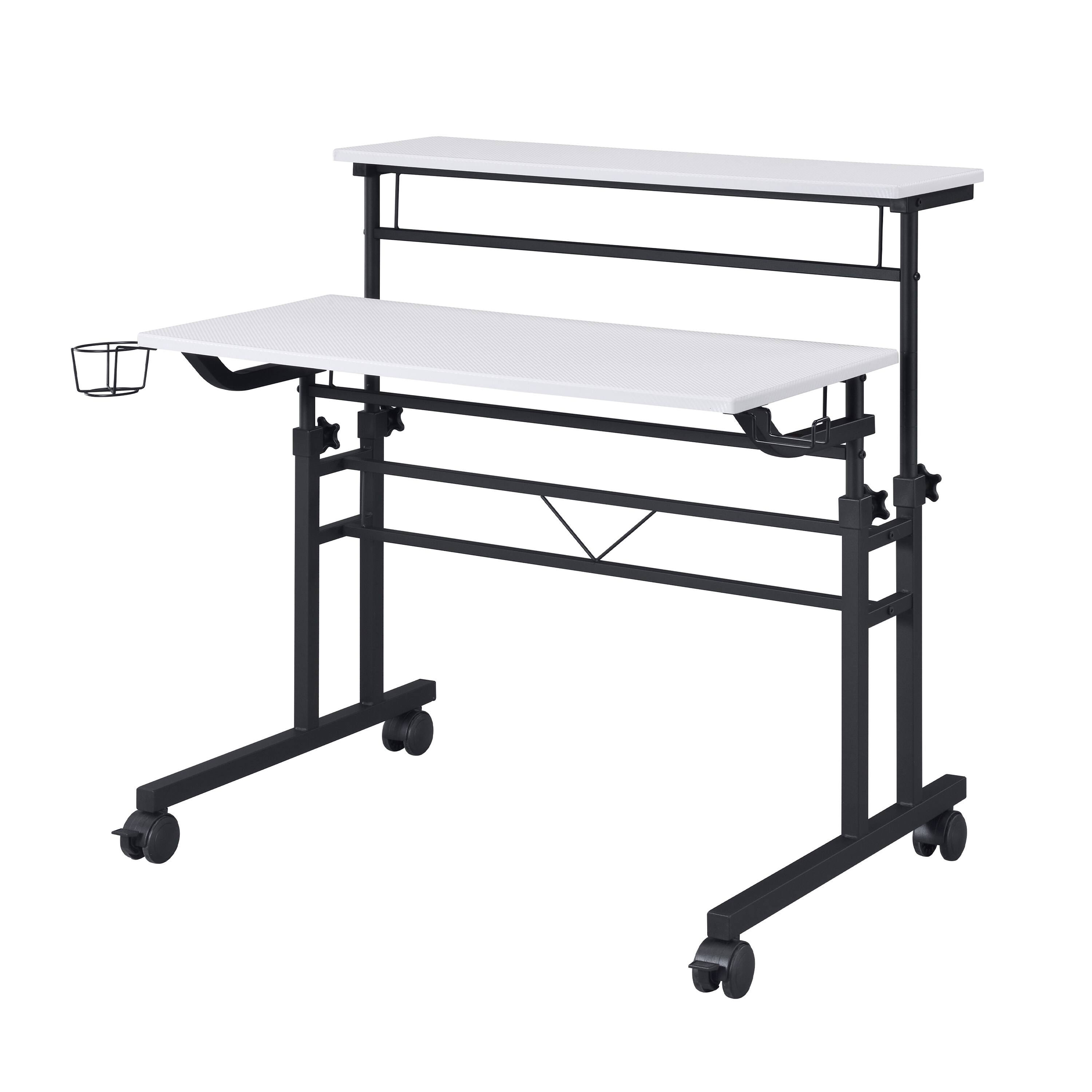 Alt View 1. Spaco - Spaco Rolling Writing Desk with Height Adjustable Desktop and Moveable Shelf, for Home Office - White.