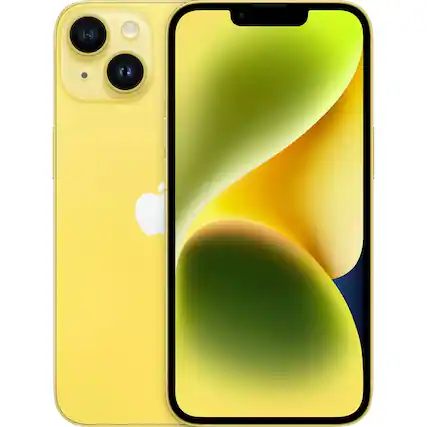 Front. Apple - iPhone 14 128GB 6.1" 5G Fully Unlocked - Yellow.