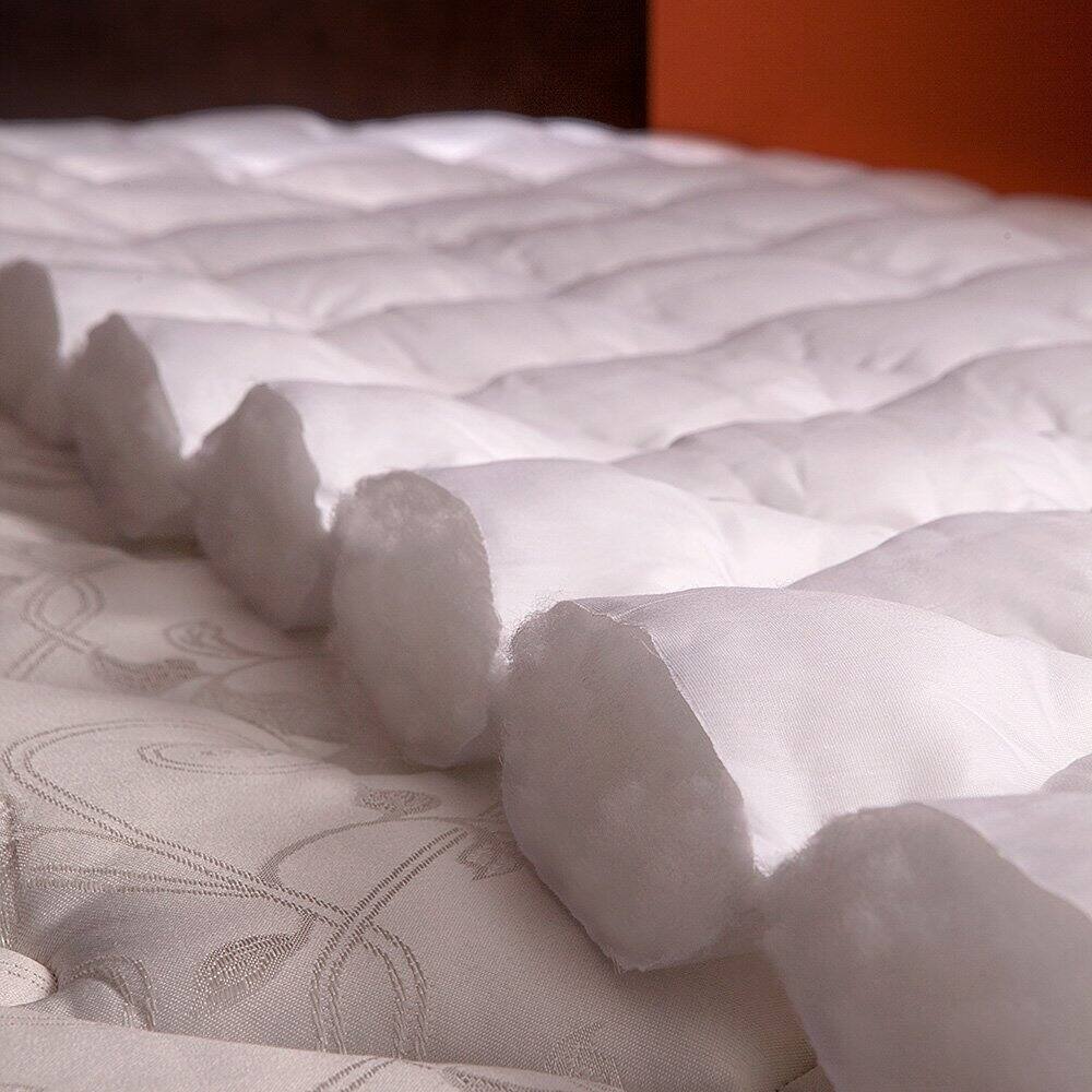 Left. Hivvago - King size Plush Bamboo Baffle Box Stitch Mattress Pad / Topper - White.