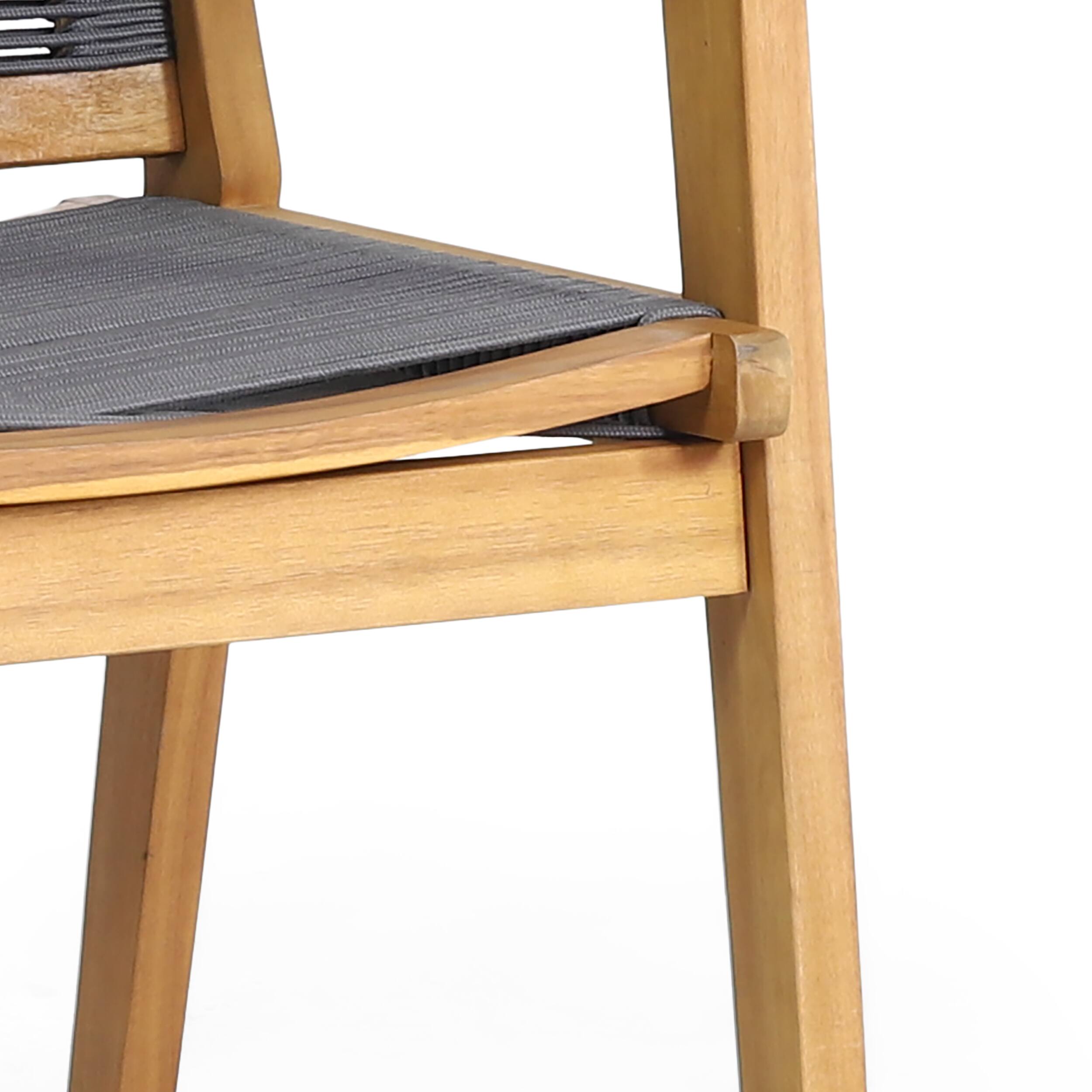 Alt View 4. Mondawe - Set of 2 Acacia Wood Rope Weave Dining Chairs - Dark Grey.