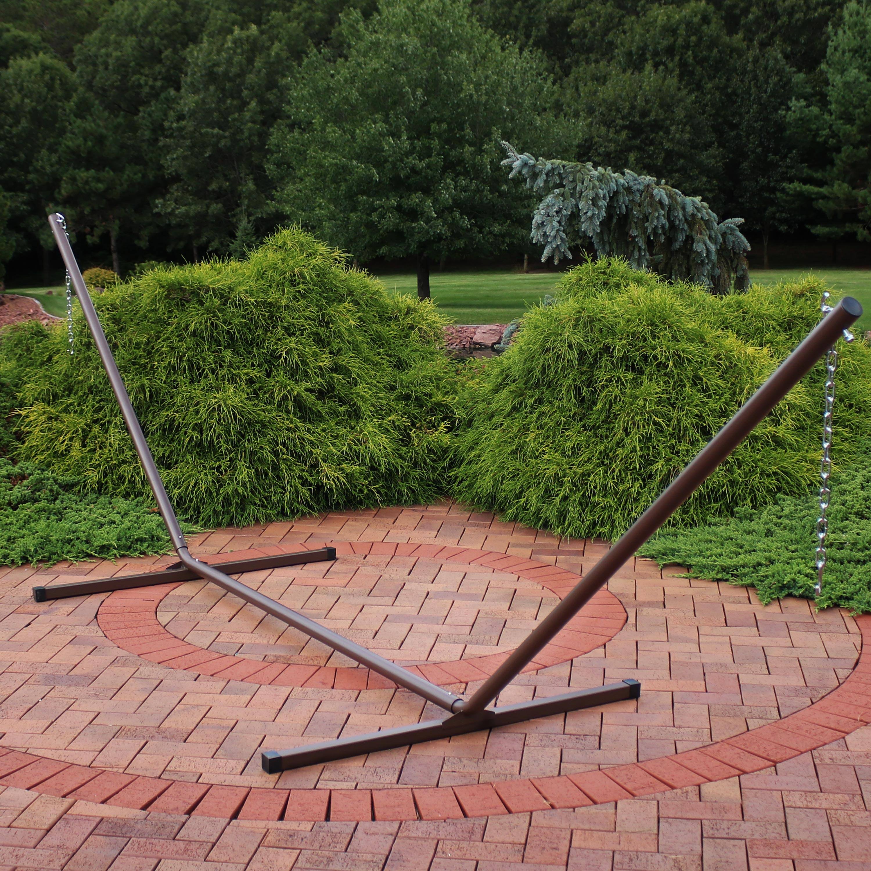 Alt View 3. Sunnydaze - Powder-Coated Steel Beam Hammock Stand - 15 ft - Bronze.