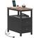Front. Homcom - Modern End Table with Charging Station and USB Ports, Narrow Side Table with Drawers & Shelf for Living Room - Black.