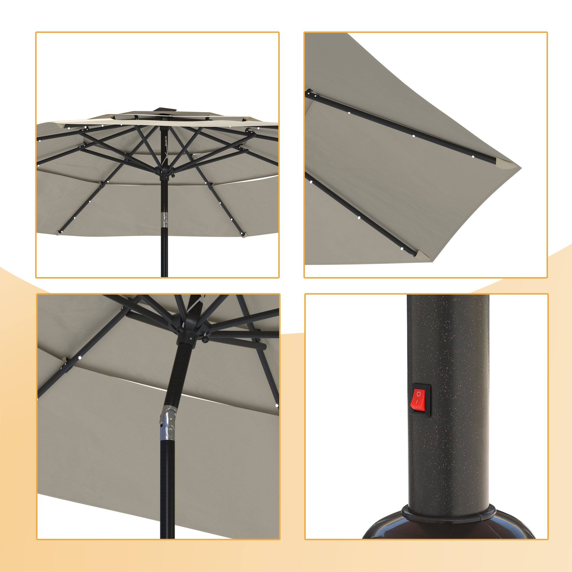 Alt View 8. Boyel Living - Aluminum Patio Market Umbrella Double or Triple Vent with Tilt - Beige.
