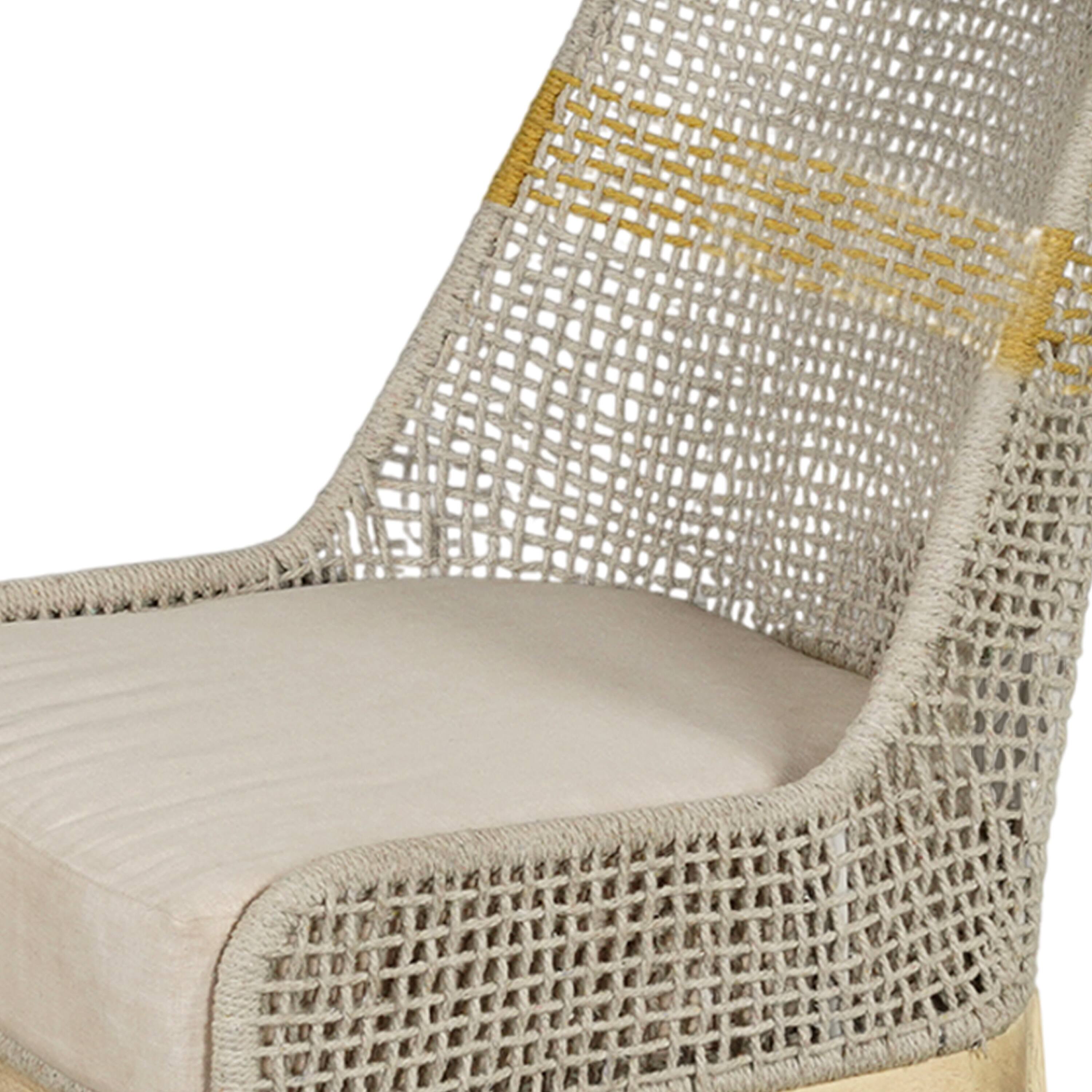 Alt View 3. Manhattan Lane - Handcrafted Mango Wood Dining Chair, Cotton Rope Weaving. - Natural Brown, Beige.