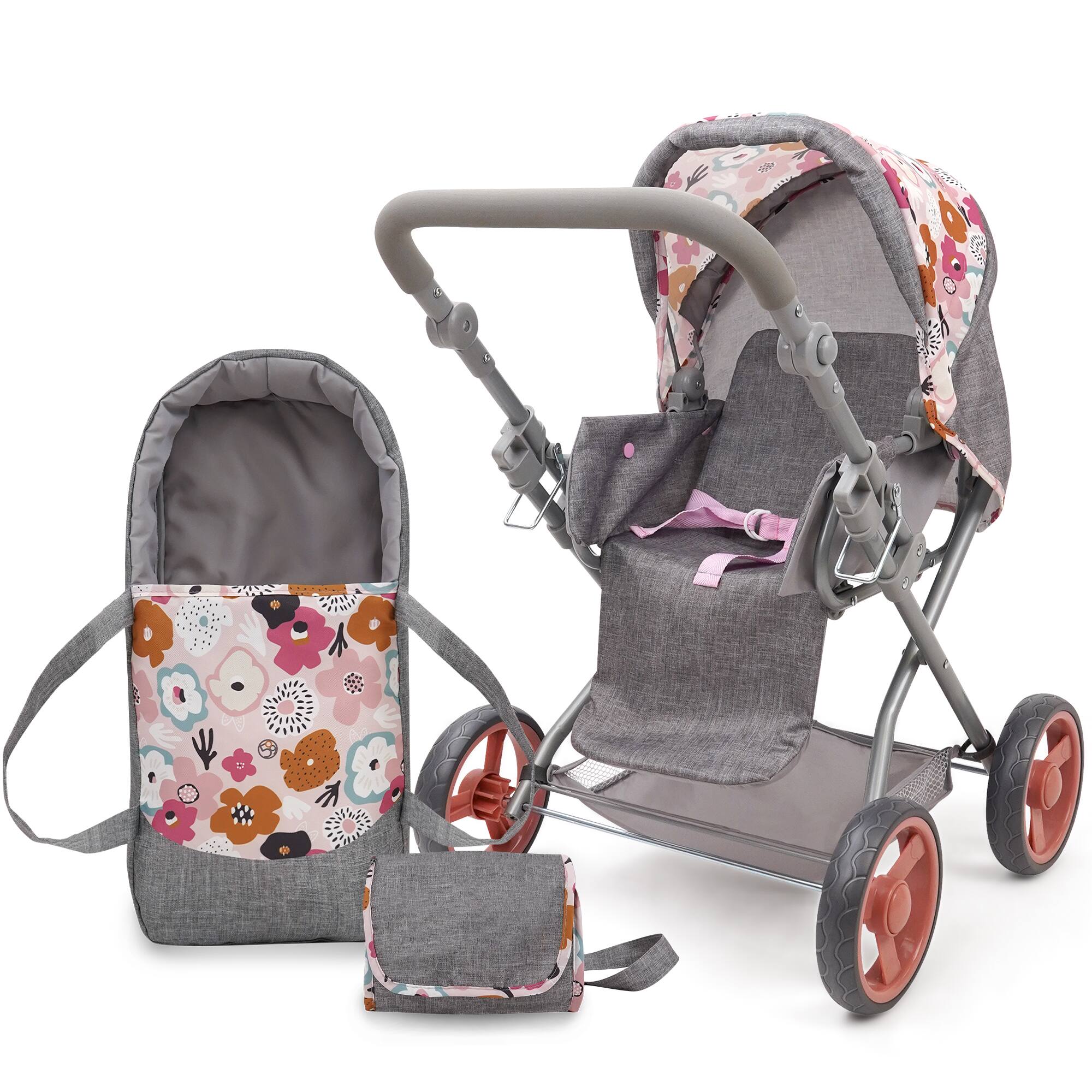 Angle. 509 Crew - 509 Crew - Melange Flora - Kelly Deluxe Doll Pram - Matching Bag, 3+.