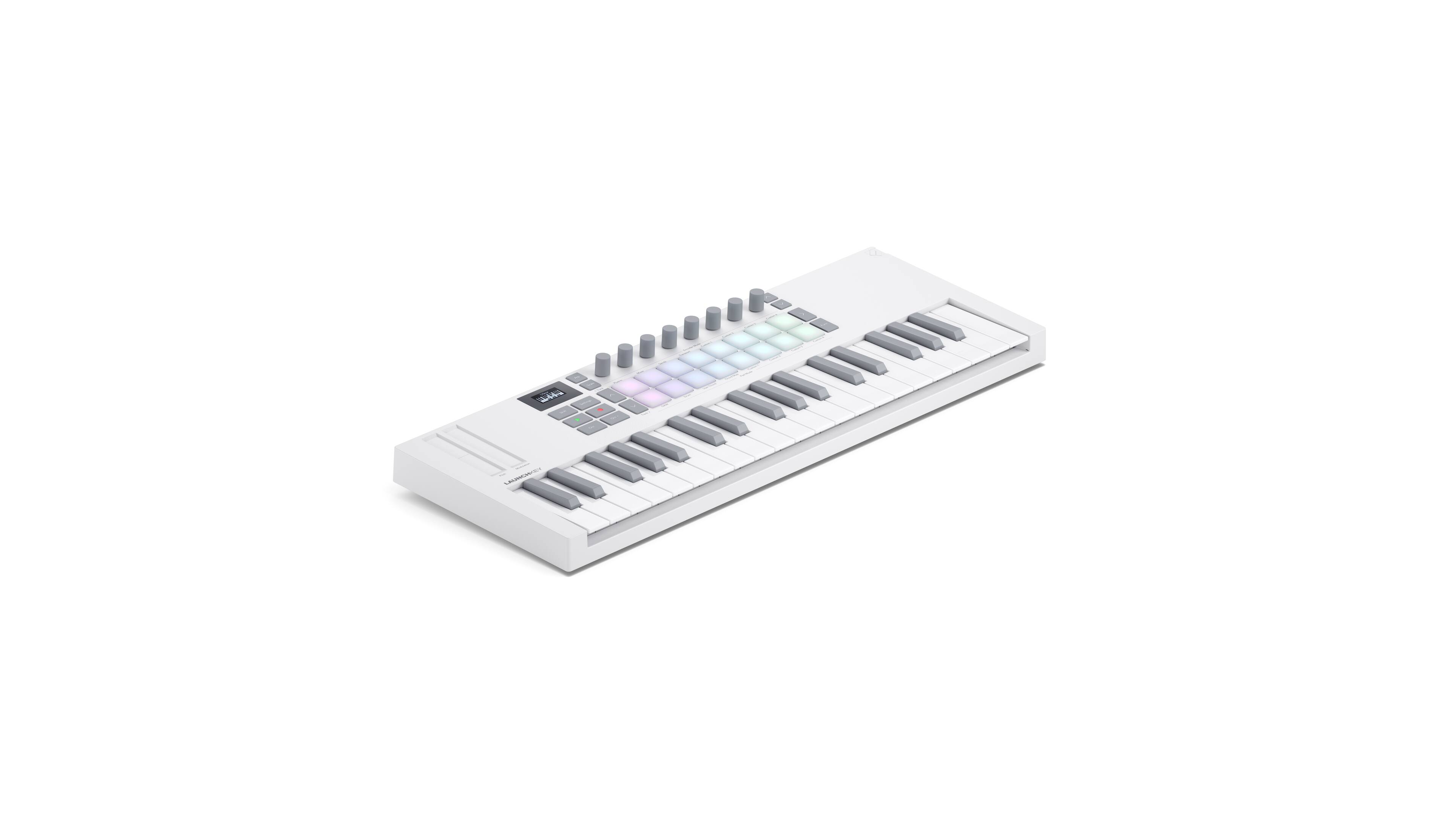 Left. Novation - Novation Launchkey 37 Mini MK4 Portable USB MIDI Keyboard Controller - White.