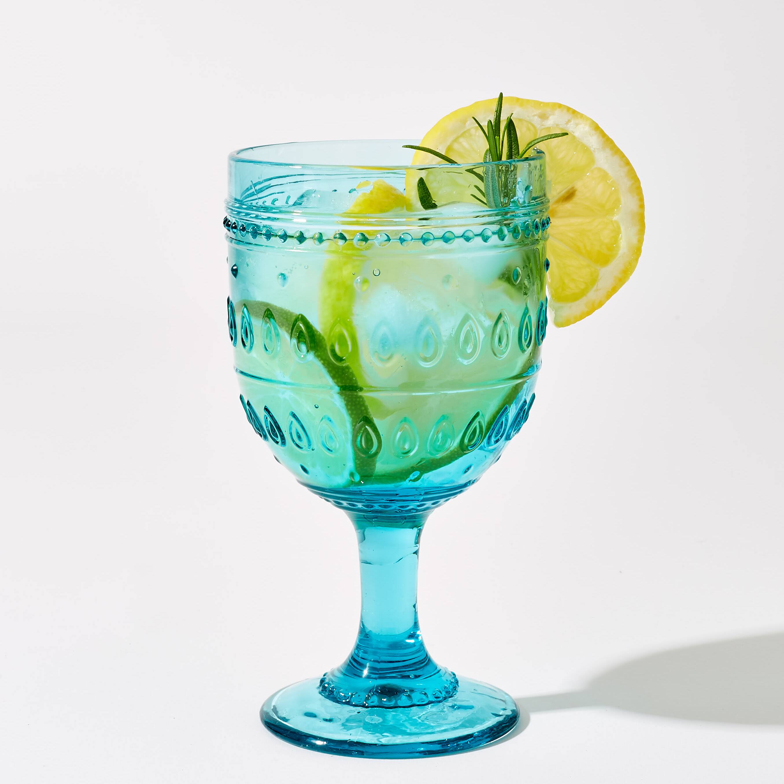 Front. Euro Ceramica Home - Fez 4 Piece Wine Goblet Set - Turquoise - Turqoise.