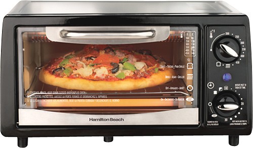 Hamilton Beach 4-Slice Countertop Toaster Oven with Bake Pan, Broil & Bagel  Functions, Auto Shutoff, Stainless Steel (31143)
