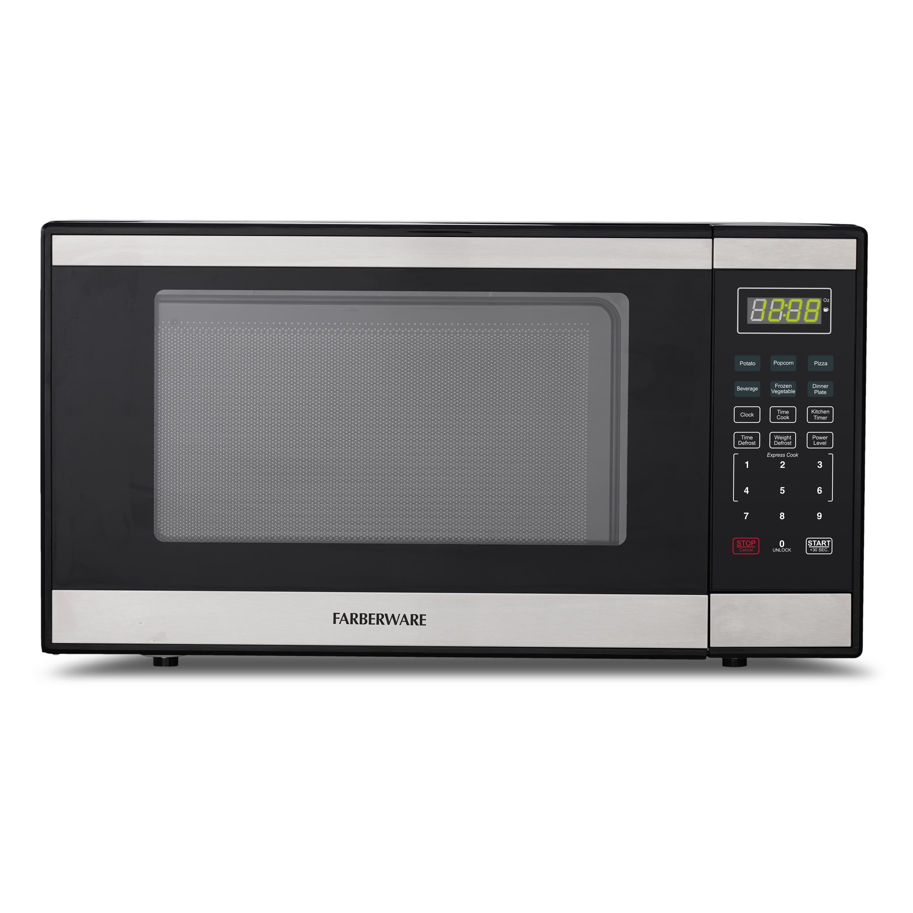 Farberware - Countertop Microwave Oven, 1.1 Cu. Ft., 1000W, Stainless Steel - Black