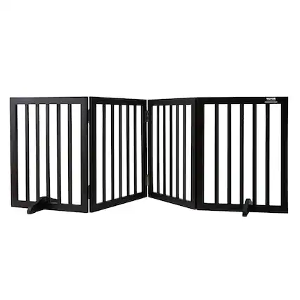 Front. VEVOR - Indoor Pet Barrier, 24" Height x 80.3" Width, 4-Panel Folding Gate for Pets, Adjustable and Versatile Dog Fence.