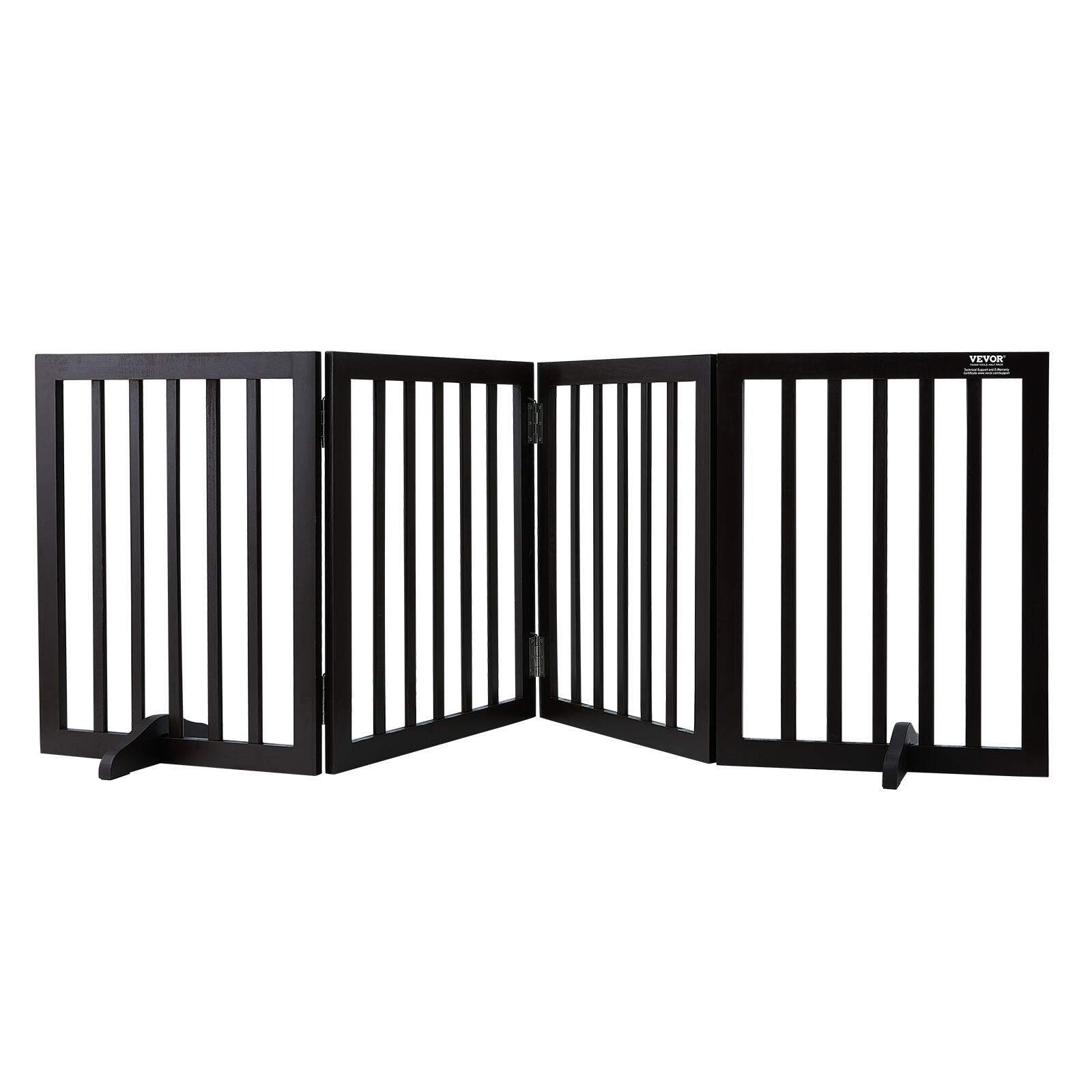 Front. VEVOR - Indoor Pet Barrier, 24" Height x 80.3" Width, 4-Panel Folding Gate for Pets, Adjustable and Versatile Dog Fence.