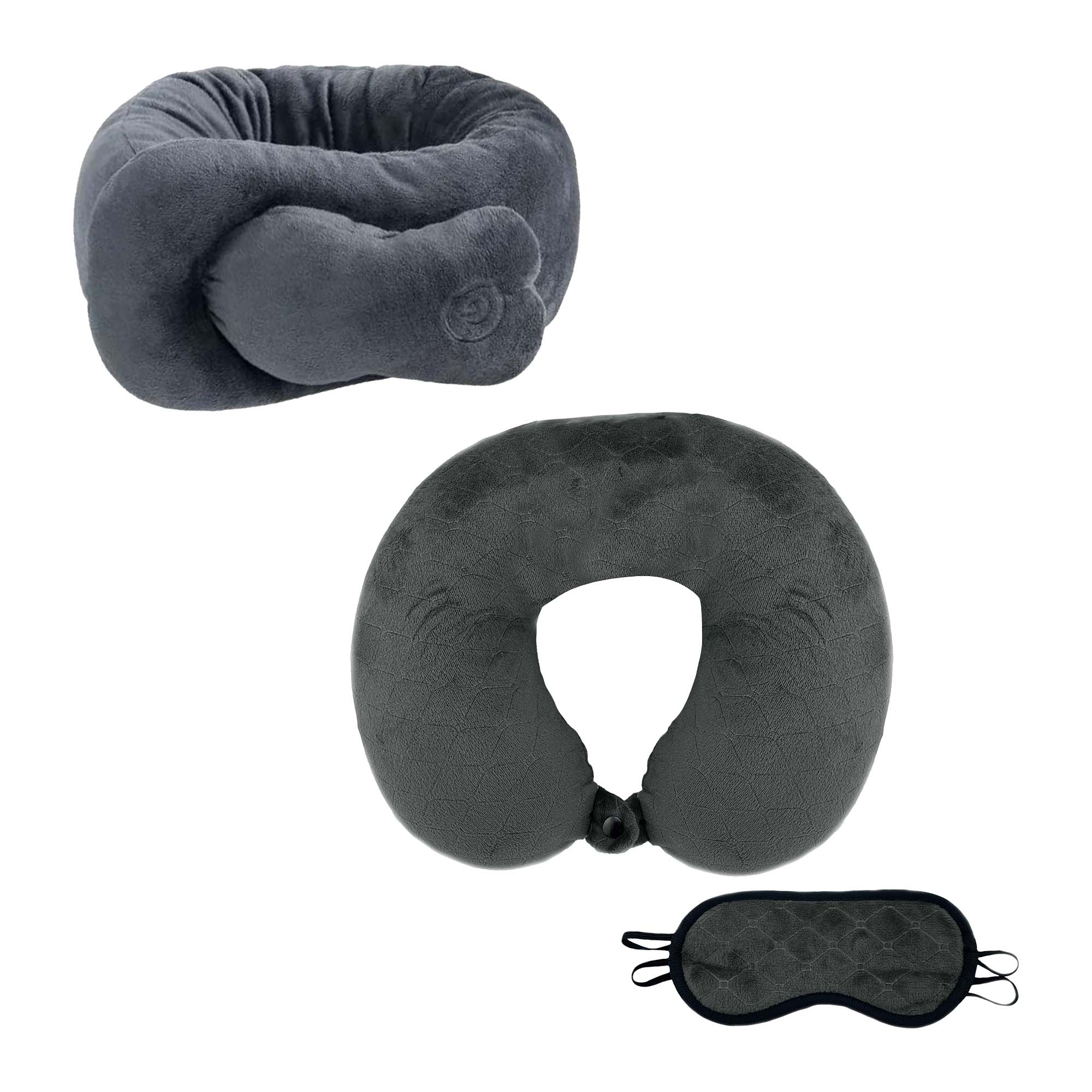 Front. Pursonic - Pursonic Travel Comfort & Relief Bundle – Memory Foam Travel Pillow with Sleep Mask + Neck & Shoulder Massaging Wrap - Grey.