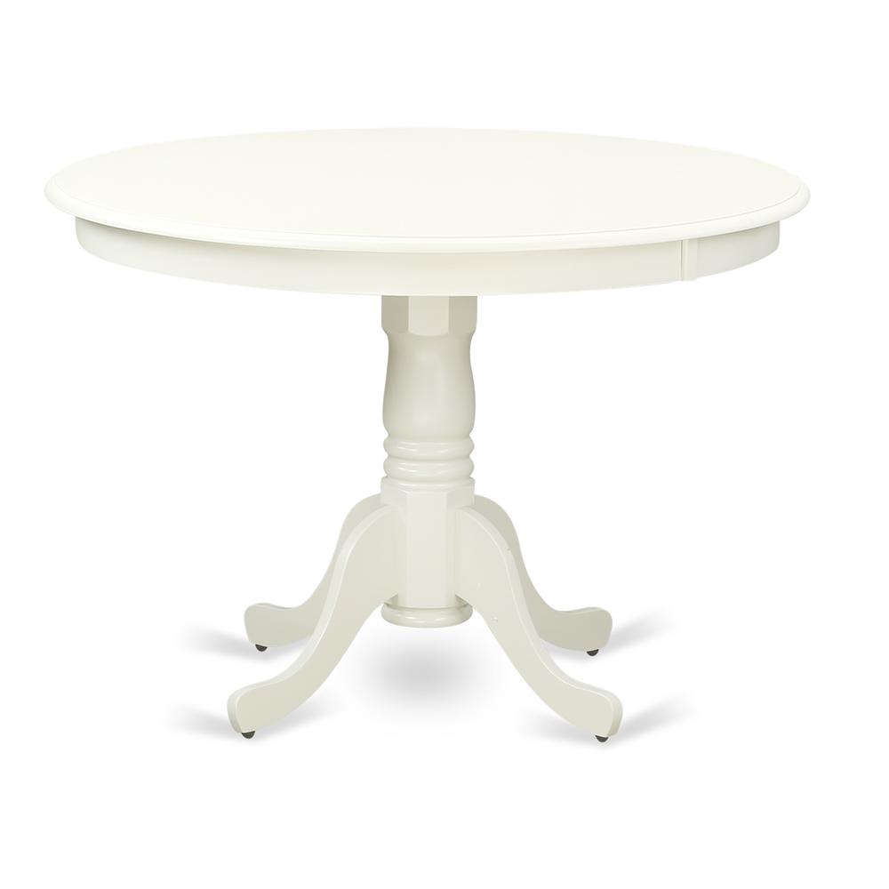Angle. East West Furniture - Dining Room Set Linen White - Brown.