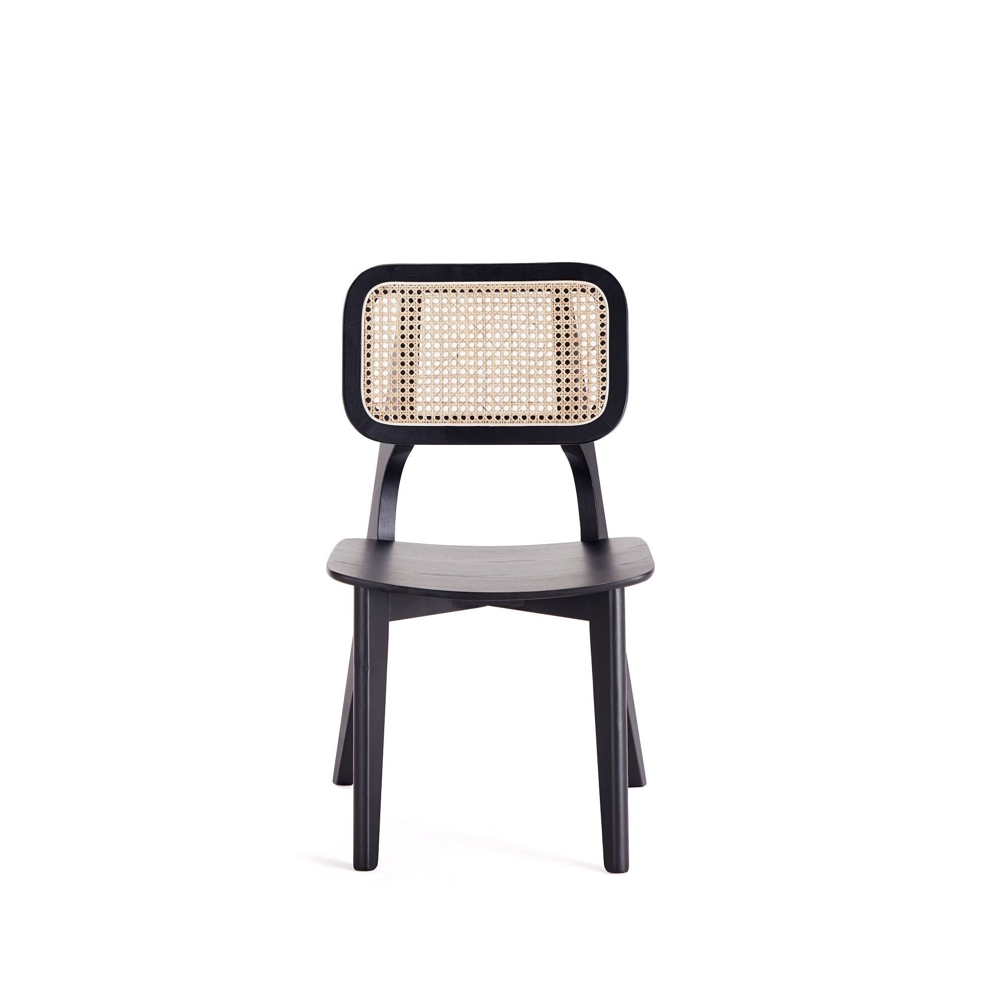 Back. Manhattan Comfort - Versailles Industry Chic Wood Dining Chair - Set of 2 - Black and Natural.