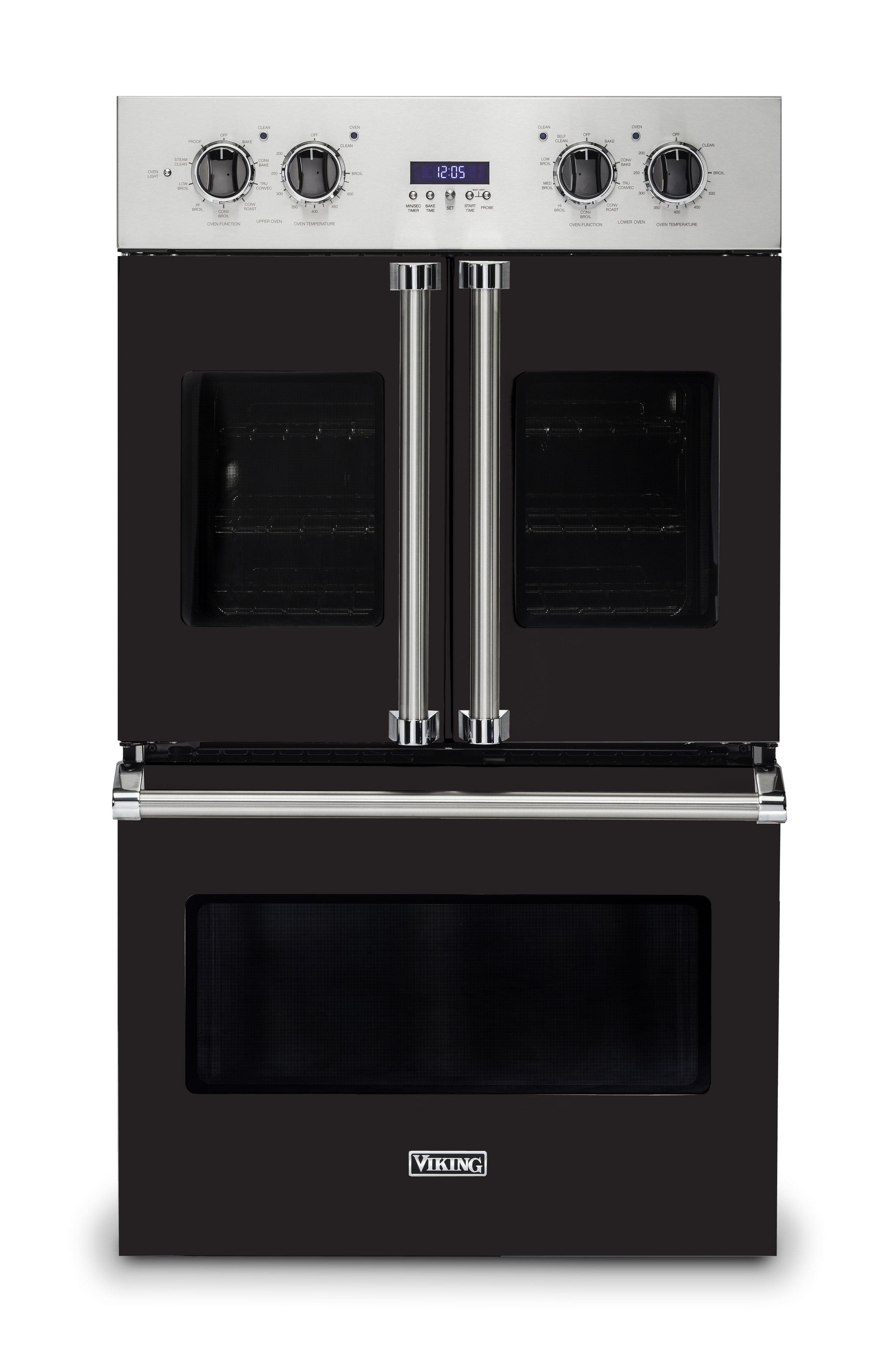 Viking - 30" 7 Series French Door Double Built-In Electric Thermal Convection Oven - Onyx