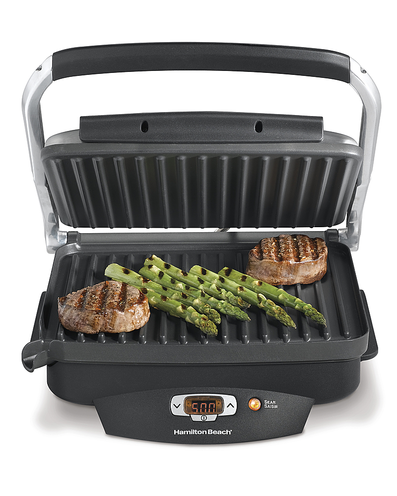 Hamilton Beach Flavor Searing Indoor Grill, Stainless Steel Lid