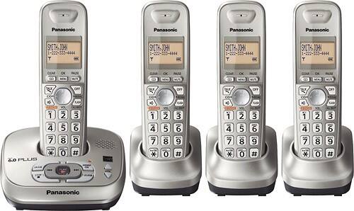 Front Standard. Panasonic - DECT 6.0 Plus Expandable Cordless Phone System with Digital Answering System - Champagne Gold.