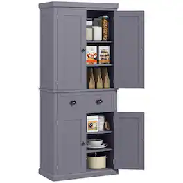 Homcom - 72" Traditional Kitchen Pantry Cabinet, Freestanding Tall Storage with 4 Doors, Drawer, Shelves - Blue