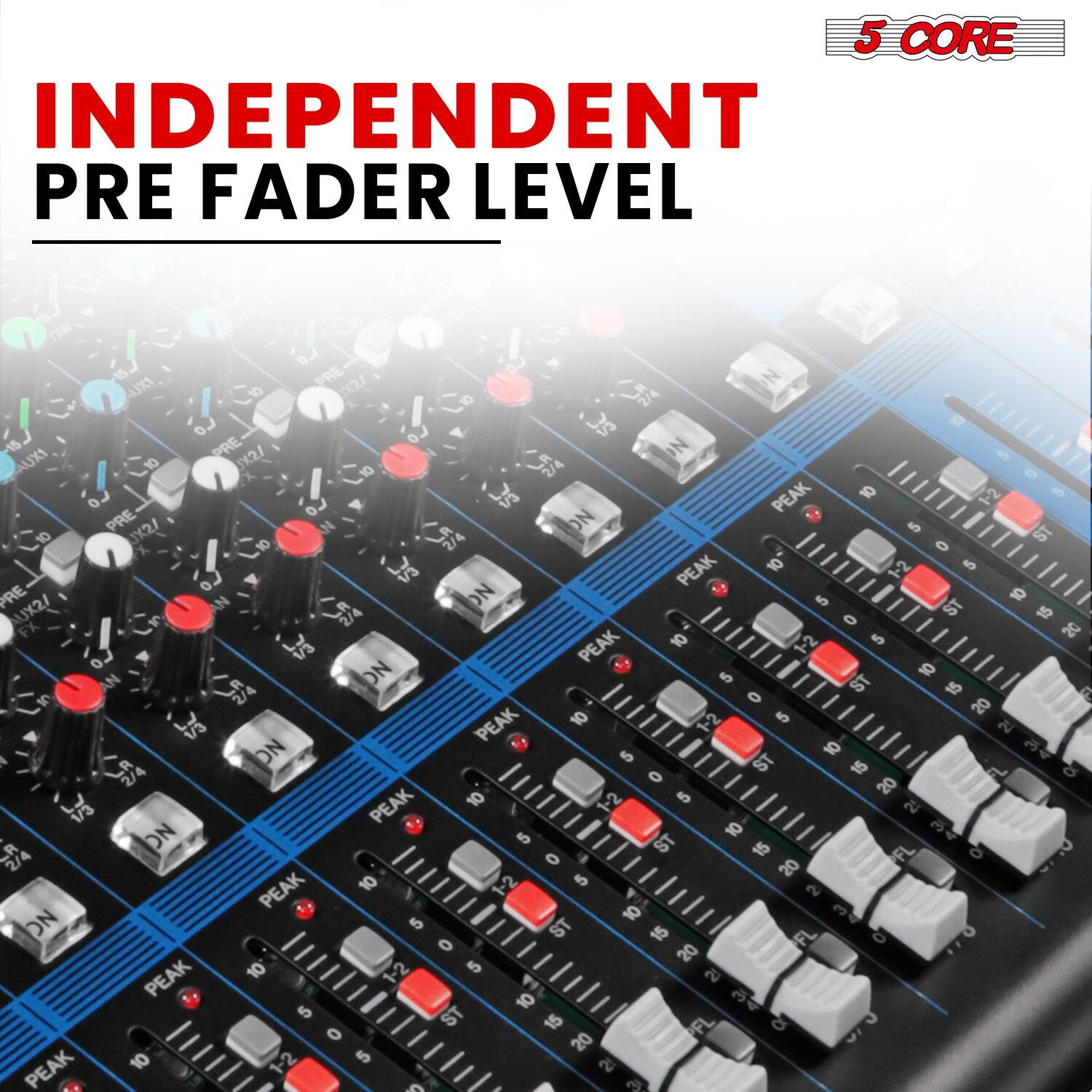 5 CORE  
INDEPENDENT PRE FADER LEVEL  

UXI PRE 10 LO S 15 PRE JX2/ N u I AUXI OI 0 L10 10 5 LO 3S PEAK 2 PRE X2/ ON t 1s L1 L10 O PEAK 10 1-2 - 1/3 PRE NO 5 10 AUX2/ O ST 15 10 5 20 1/3 PEAK 12 NO 4 10 AN ST 15 0 20 PEAK 10 12 5 2 21 ON 10 2 5 ST 2/4 0 15 5 20 PEAK 10 1-2 21 1/3 DN C 10 3 ST 15 FL O 20 10 2 5 PEAK 2 3 ON S 10 ST 15 FL LO O 20 10 1-2 5 PEAK 10 3 5 ST 15 FL O 20 10 1-2 5 2! PEAK A 3