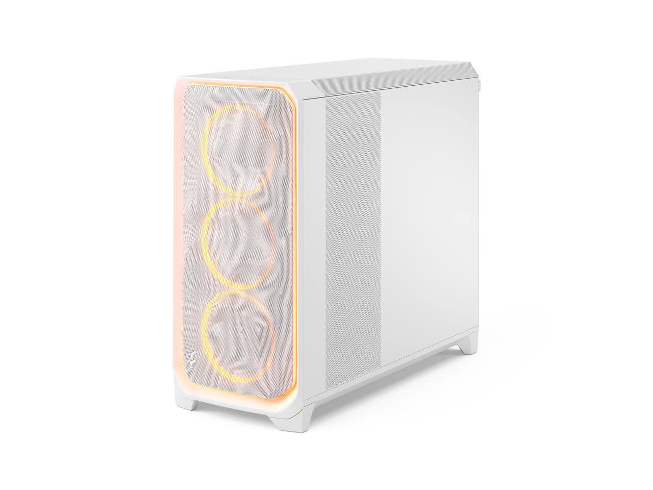 Alt View 2. Fractal Design - Fractal Design Meshify 3 XL Ambience Pro RGB E-ATX Full Tower PC Case -  White Chassis with Clear TG Side Panel - White.