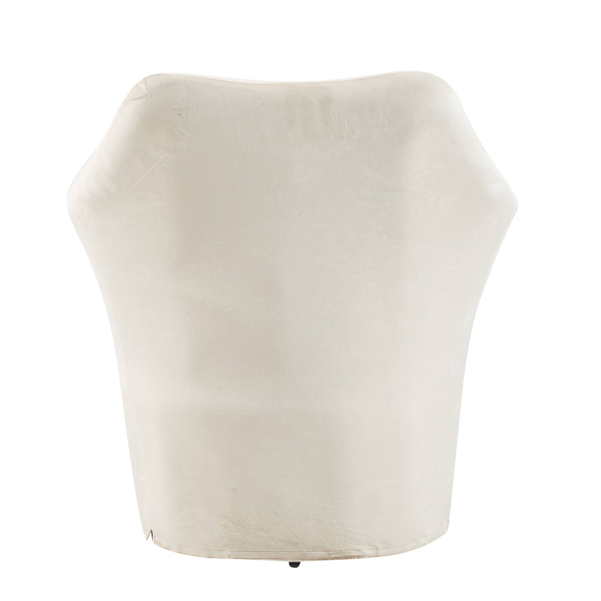 Back. Bestier - 2 in 1 Pet Friendly Mid Century Modern Accent Chair Soft Fabric Upholstered Leisure Armchair for Home - White.