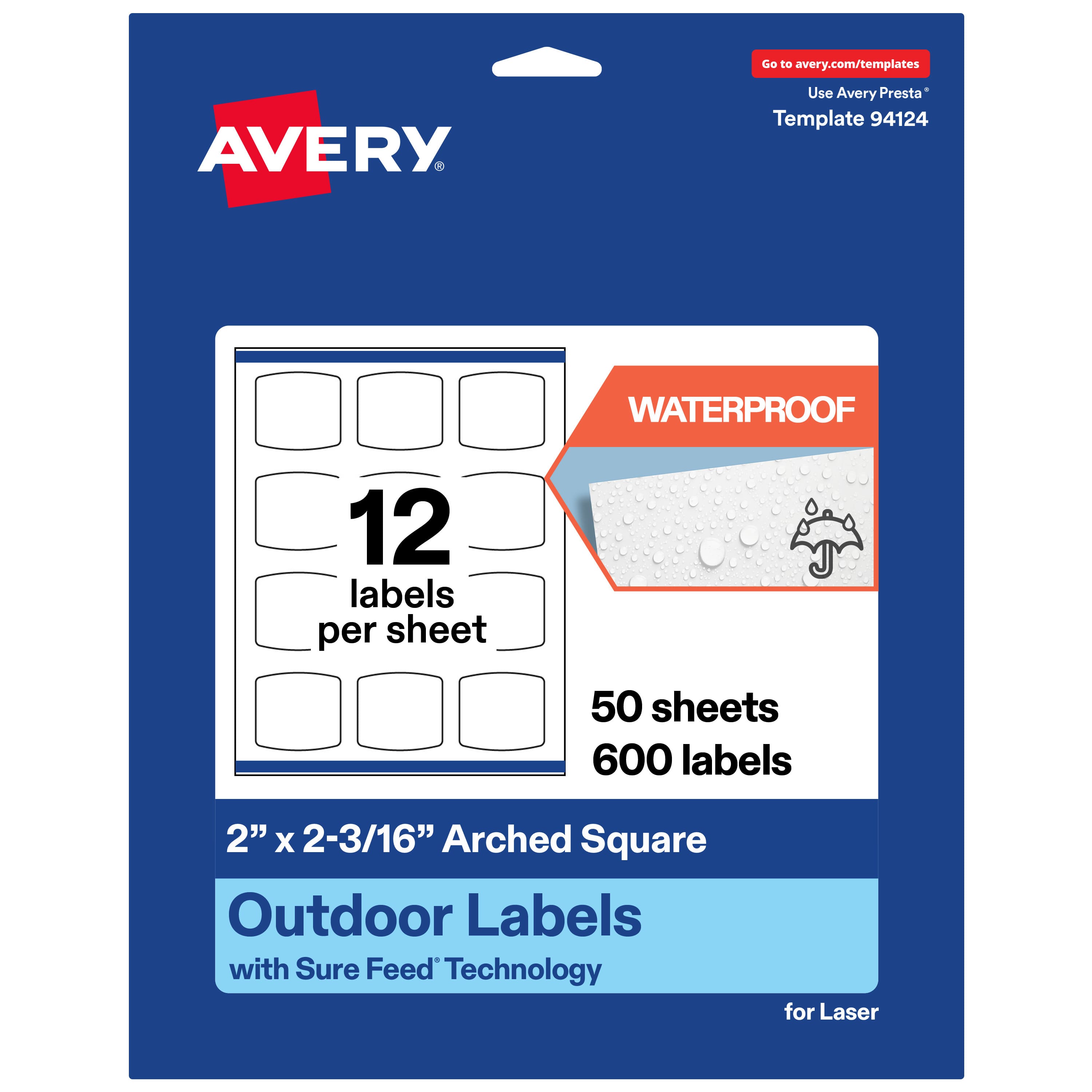"Avery - Waterproof Arched Square Labels, 2"" x 2-3/16"", 600 Total - White" price history on PriceWatchPro