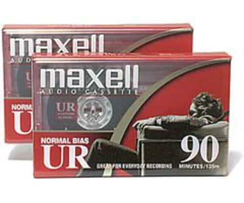 Maxell - 108527 UR-90 2PK Normal Bias Audio Cassettes 90 Minute With Cases 2 Pack - AUDIO CASSETTE - Multicolor
