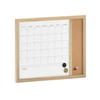 Martha Stewart - Everette Dry Erase Magnetic Monthly Calendar/Cork Board-24x18 - Light Natural Woodgrain - Front_Zoom