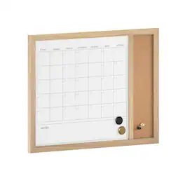 Martha Stewart - Everette Dry Erase Magnetic Monthly Calendar/Cork Board - Light Natural Woodgrain
