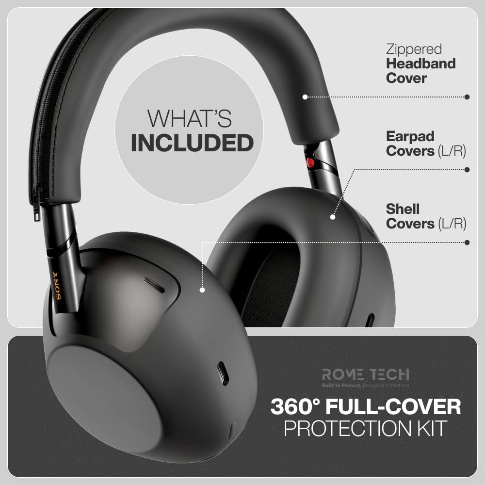 Zippered Headband Cover

WHAT'S INCLUDED
- Earpad Covers (L/R)
- Shell Covers (L/R)

SONY

ROME TECH
Built to Protect, Designed to Perform
360° FULL-COVER PROTECTION KIT