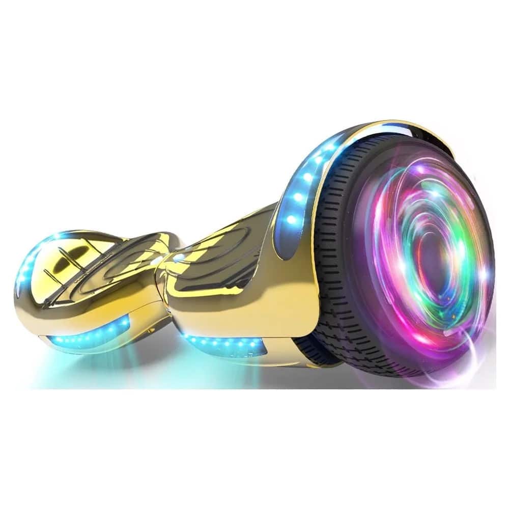 Hover Heart - Flash Wheel Hover board 6.5 In. Bluetooth Speaker with LED Light Self Balancing Wheel Electric Scooter - Gold