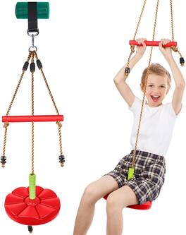 AGPtek - Disc Swing with Monkey Bars Tree Swing Set - Red