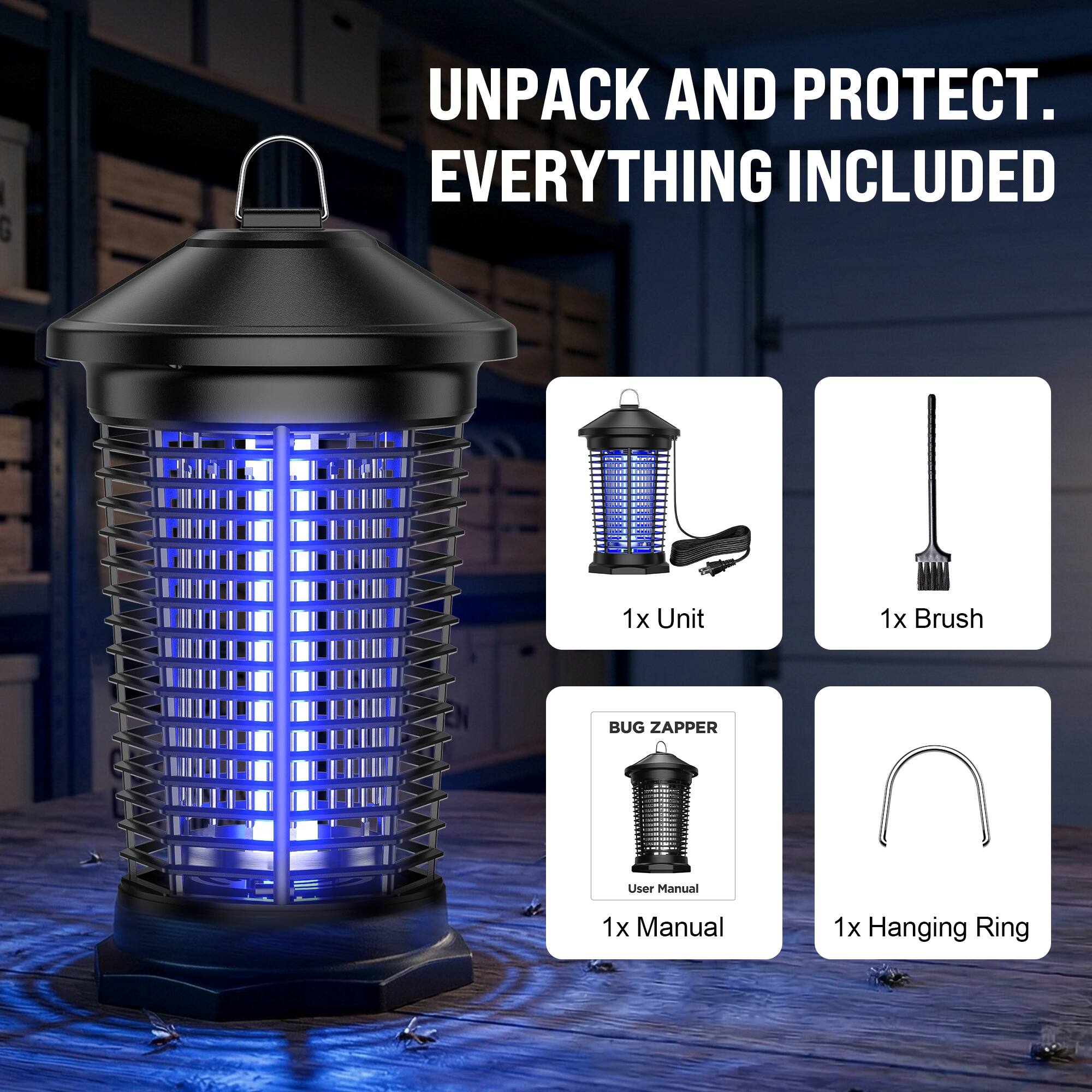 UNPACK AND PROTECT. EVERYTHING INCLUDED

- 1x Unit
- 1x Brush
- 1x Manual
- 1x Hanging Ring