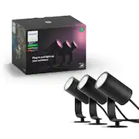 Philips - Hue Lily Outdoor Spotlight Basekit (3-pack) - White and Color Ambiance - Front_Zoom